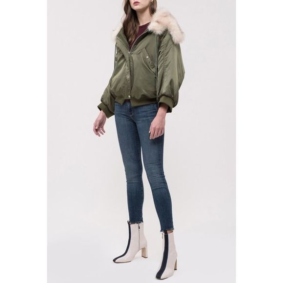 J.O.A. Jackets & Blazers - J.O.A Faux Fur trim jacket olive green